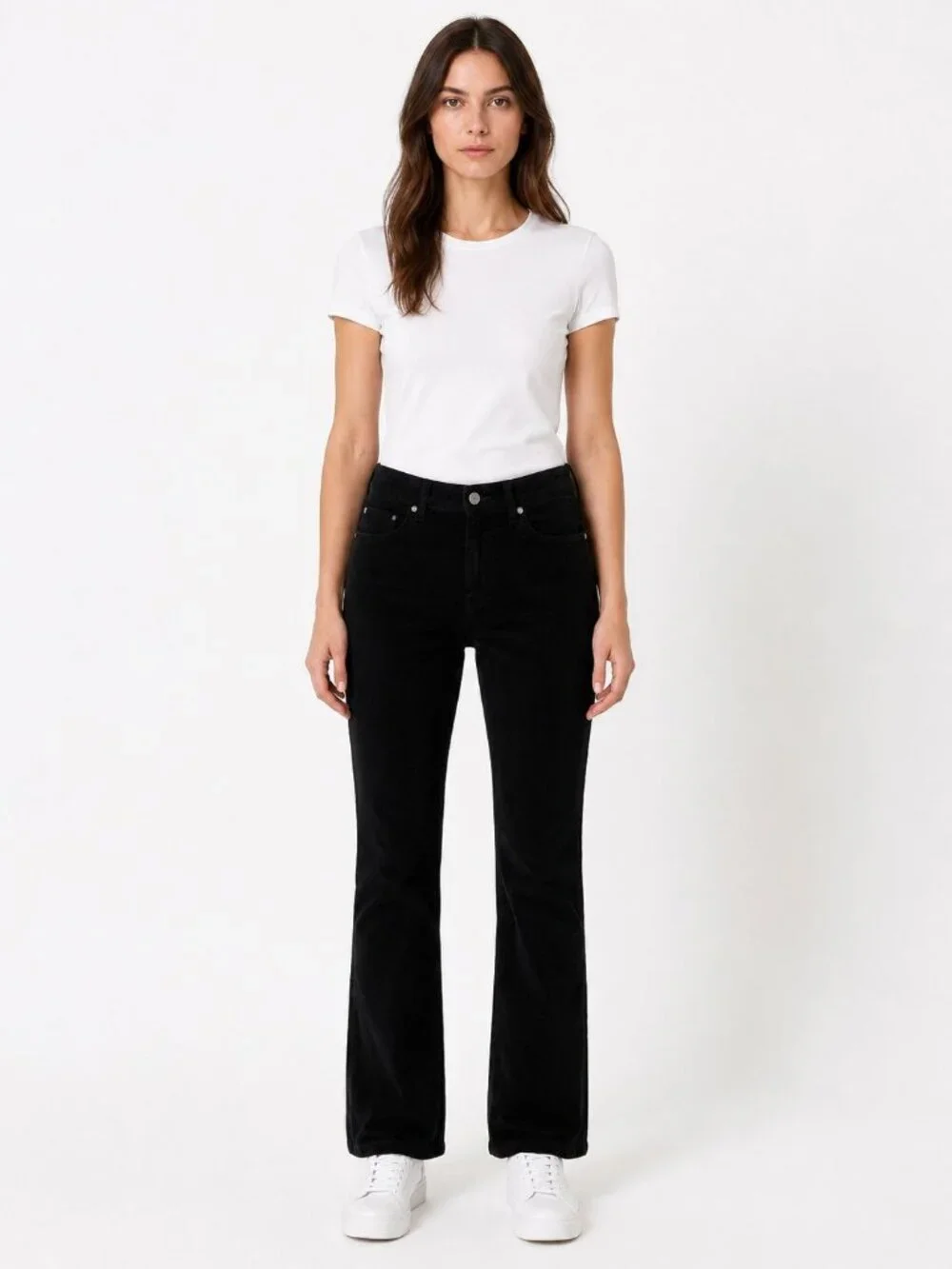 Talbots Petites Curvy Black Corduroy Straight Leg Pants Size 8P